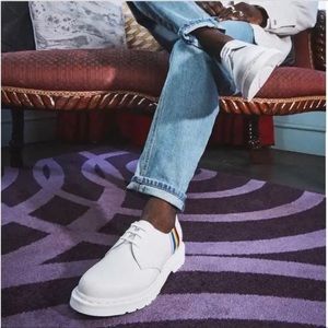 Doc Dr Martens 1461 For Pride Oxford Shoes White Smooth Leather Men Size 9 NWOT